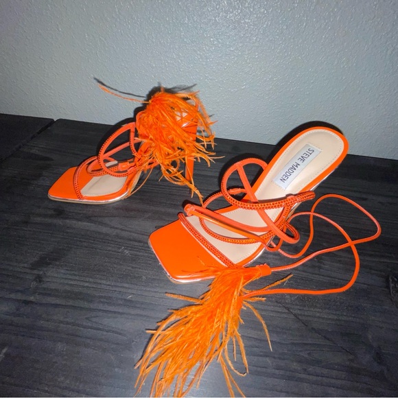 Orange Strappy Steve Madden heels - Picture 3 of 6